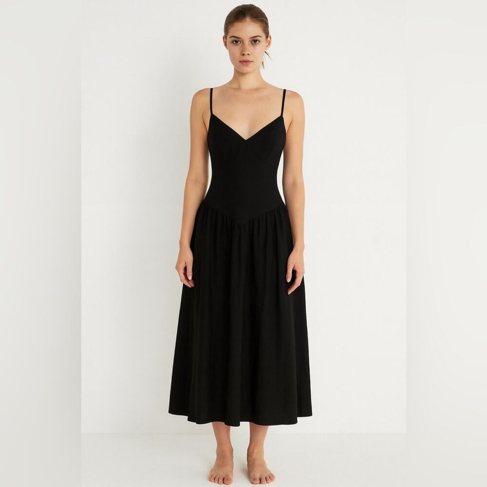 House of Harlow 1960 Black Maxi Dress Drop Waist Small